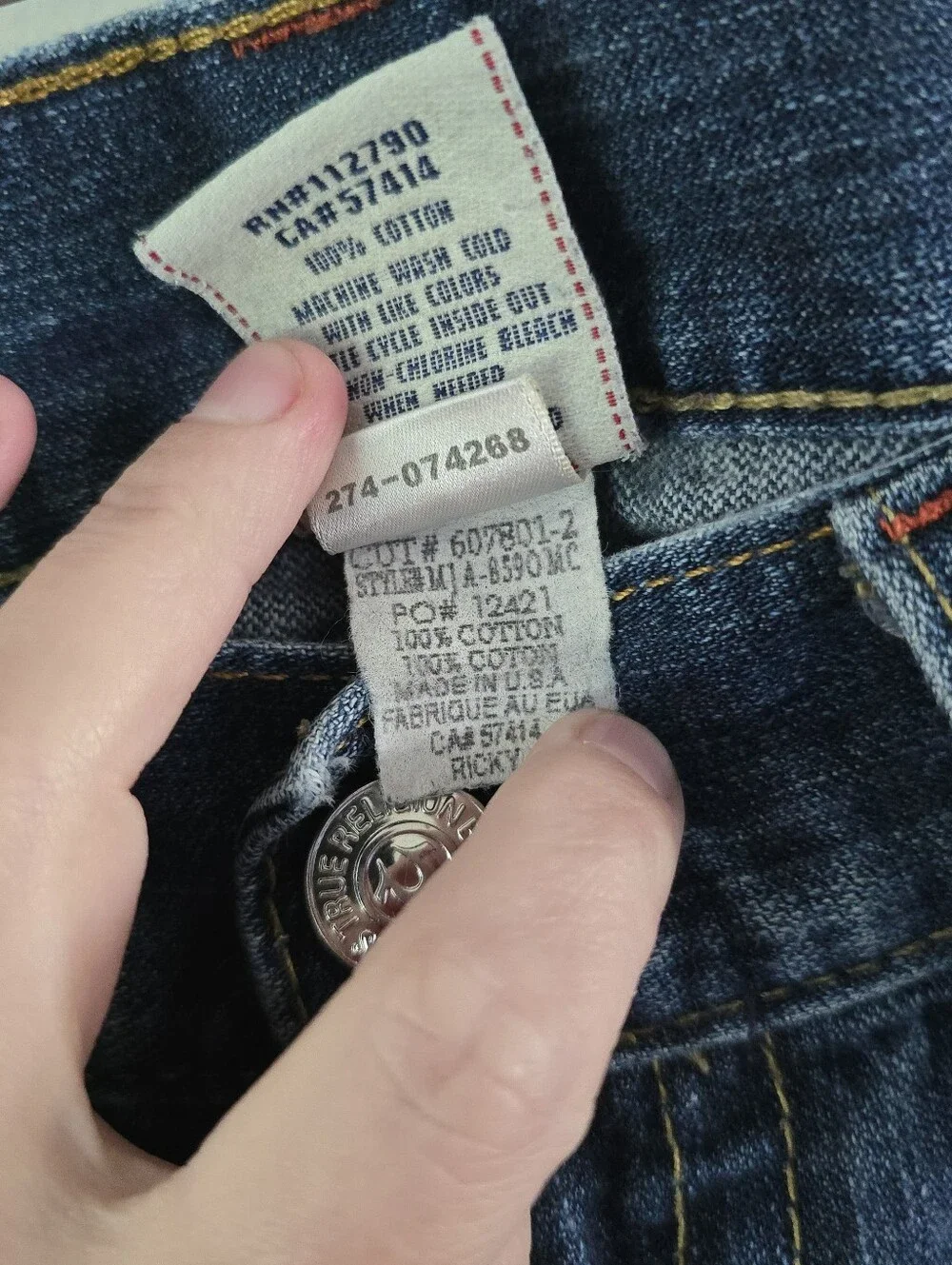 True Religion Ricky Straight Leg Vintage Jeans Men’s Size 38x31 Y2K